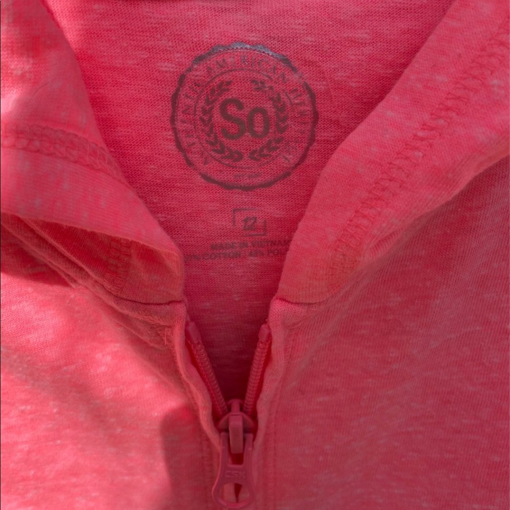 NEW SO Girls Full Zip Hoodie Lightweight T-Shirt Material Size 12 *READ* - Picture 6 of 12